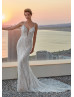 Heavily Beaded Lace Sexy Wedding Dress With Long Train